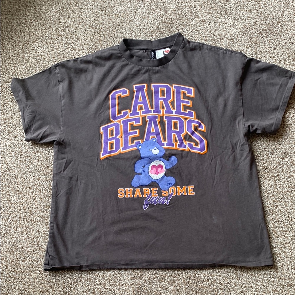 Care Bears Graphic Ladies Dark Gray Large Short Sleeve T-Shirt